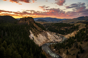 Sunset from Calcite Springs Overlook in Yellowstone National Park