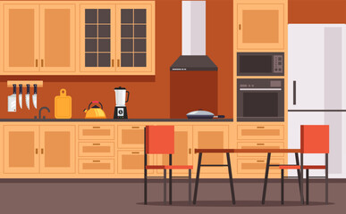 Kitchen home room house interior modern style design element vector illustration concept
