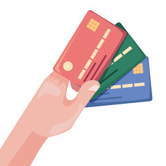 Hand holding credit card business design element concept illustration
