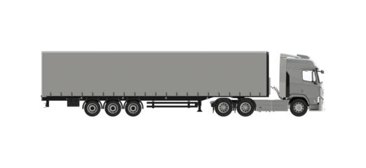 side view of  big Cargo truck for make mockup isolated on empty background