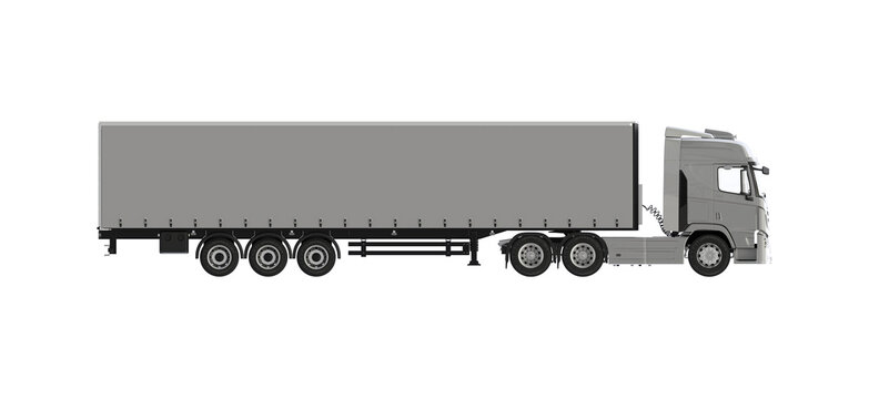 side view of  big Cargo truck for make mockup isolated on empty background