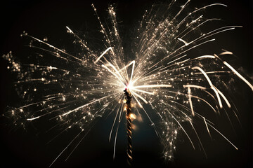 Sparkler, fireworks, night sky
