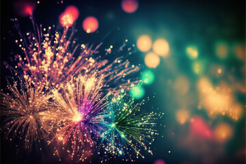 fireworks in the night sky, color background