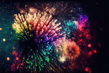 Fireworks Explosion, Color Background