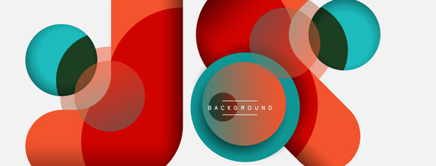 Obraz premium Vector round shapes circles minimal geometric background. Vector illustration for wallpaper banner background or landing page