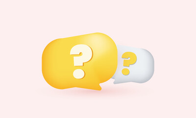 illustration icon vector 3d realistic question mark sign ask isolated on background