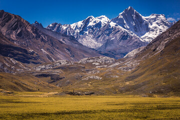 Huascaran Mountain massif in Cordillera Blanca, snowcapped Andes, Ancash, Peru