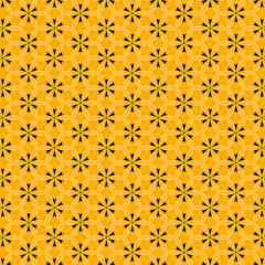 Gold and white repeating pattern with black and gold star shaped design for the Christmas holidays