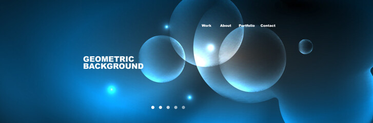 Shiny neon circles and bubbles, dark abstract background with blurred magic neon light, wallpaper design