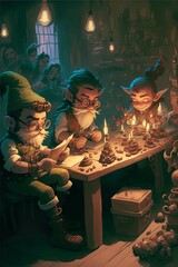 Santa Elves Making Toys His