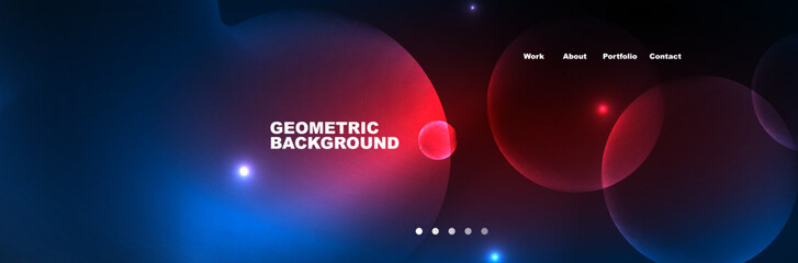 Shiny neon circles and bubbles, dark abstract background with blurred magic neon light, wallpaper design