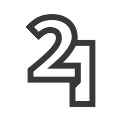 Number 21 logo vector line outline design