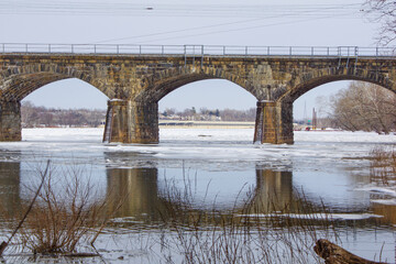 bridge over the river in winter