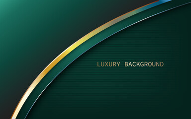Elegant luxury green curves and golden lines. Vector Illustration