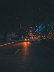 Fototapeta na wymiar night traffic in the city downtown miami 