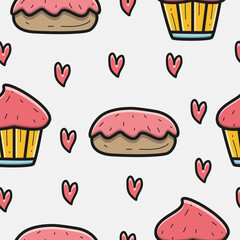 Cake doodle cartoon illustration pattern design