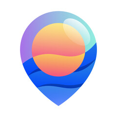 Pin sea vector logo design.