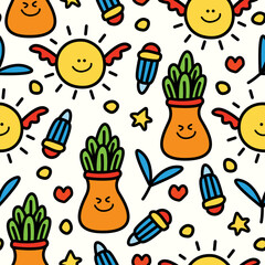 Kawaii doodle cartoon illustration pattern design