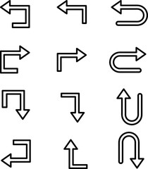 Returned arrows set icon on white background