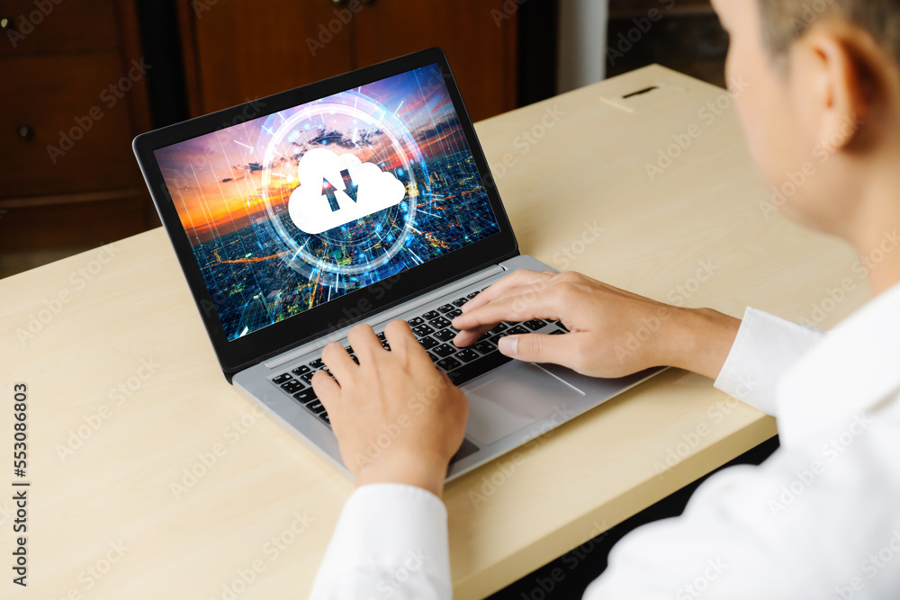 Poster cloud computing software for modish remote work and personal data storage