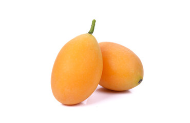 sweet Marian plum thai fruit isolated on white background (Mayongchid Maprang Marian Plum and Plum Mango,Thailand)