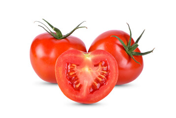 Tomato slices isolated on white background