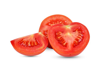 Tomato slices isolated on white background