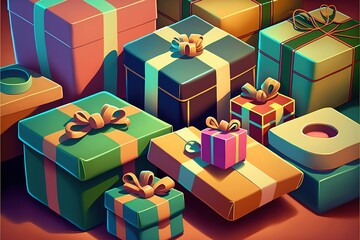 Wrapped Christmas Presents Illustration. Web and Graphic Design