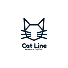 Fototapeta premium Vector Logo Illustration Cat Line Art Style.