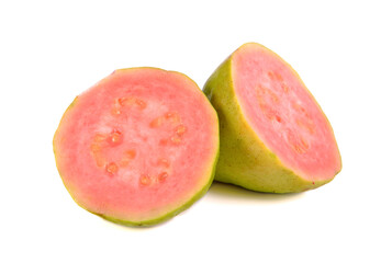Pink guava fruit isolated on white background