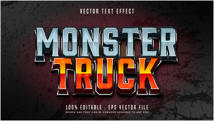 Monster truck 3d editable text effect font style