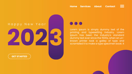 Landing page of 2023 new year website background