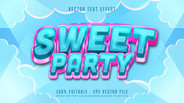 Sweet party 3d editable text effect font style