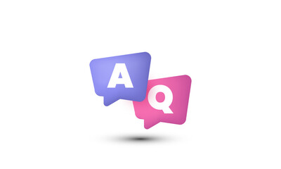 illustration icon vector realistic 3d modern speech bubble q letters questions answers isolated on background