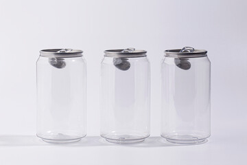 Opened Transparent Can Isolated on White background