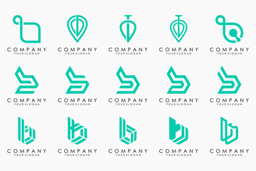 Set of creative abstract monogram letter B logo design