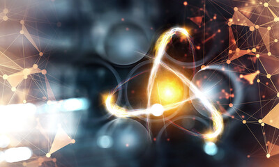 Nanotechnology, Molecule model image . Mixed media
