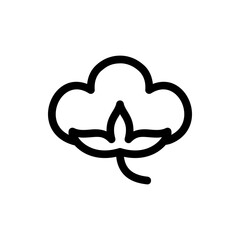 100% Cotton Icon or Cotton Flower Outline Icon vector on white background. 100% Cotton Symbol, Cotton Flower Icon, Ball, Fiber Vector Art Illustration. Natural Cottons Flower Icon Liner Label. 