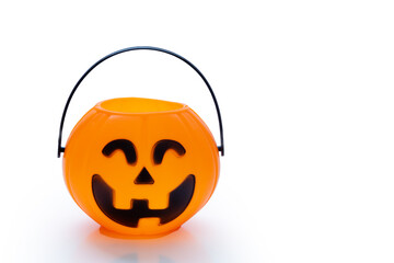 A single Pumpkin Bucketof Jack-o'-Lantern Halloween Candy Decor Gift Ornament.