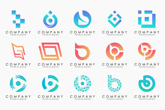 Set of creative letter B logo design template. icons for business of luxury, elegant, simple.