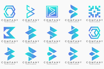 creative letter B logo icon set. design for business of luxury, elegant, simple.