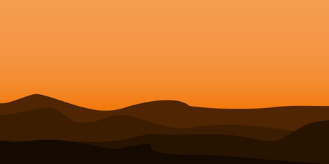 silhouette views of mountains with sunset background