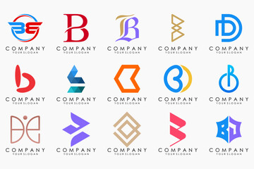 creative letter B logo icon set. design for business of luxury, elegant, simple.
