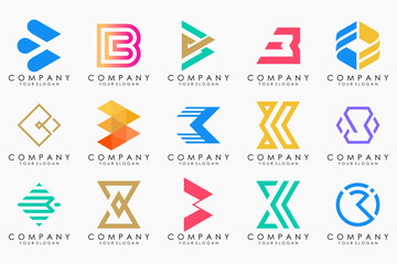 abstract letter B logo icon set. design for business of luxury, elegant, simple.