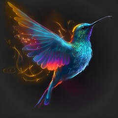 Obraz premium A beautiful neon colored humming bird
