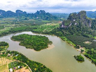 Aerial view of Nong Thale lake in Krabi, Thailand