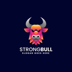 Logo Illustration Strong Bull Gradient Colorful Style