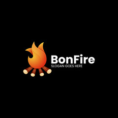 Vector Logo Illustration Bon Fire Gradient Colorful Style.