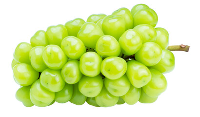 Sweet grape with leaves on white, Shine Muscat Grape on white PNG file.