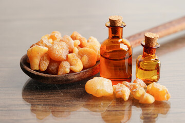 Frankincense or olibanum aromatic resin used in incense and perfumes.